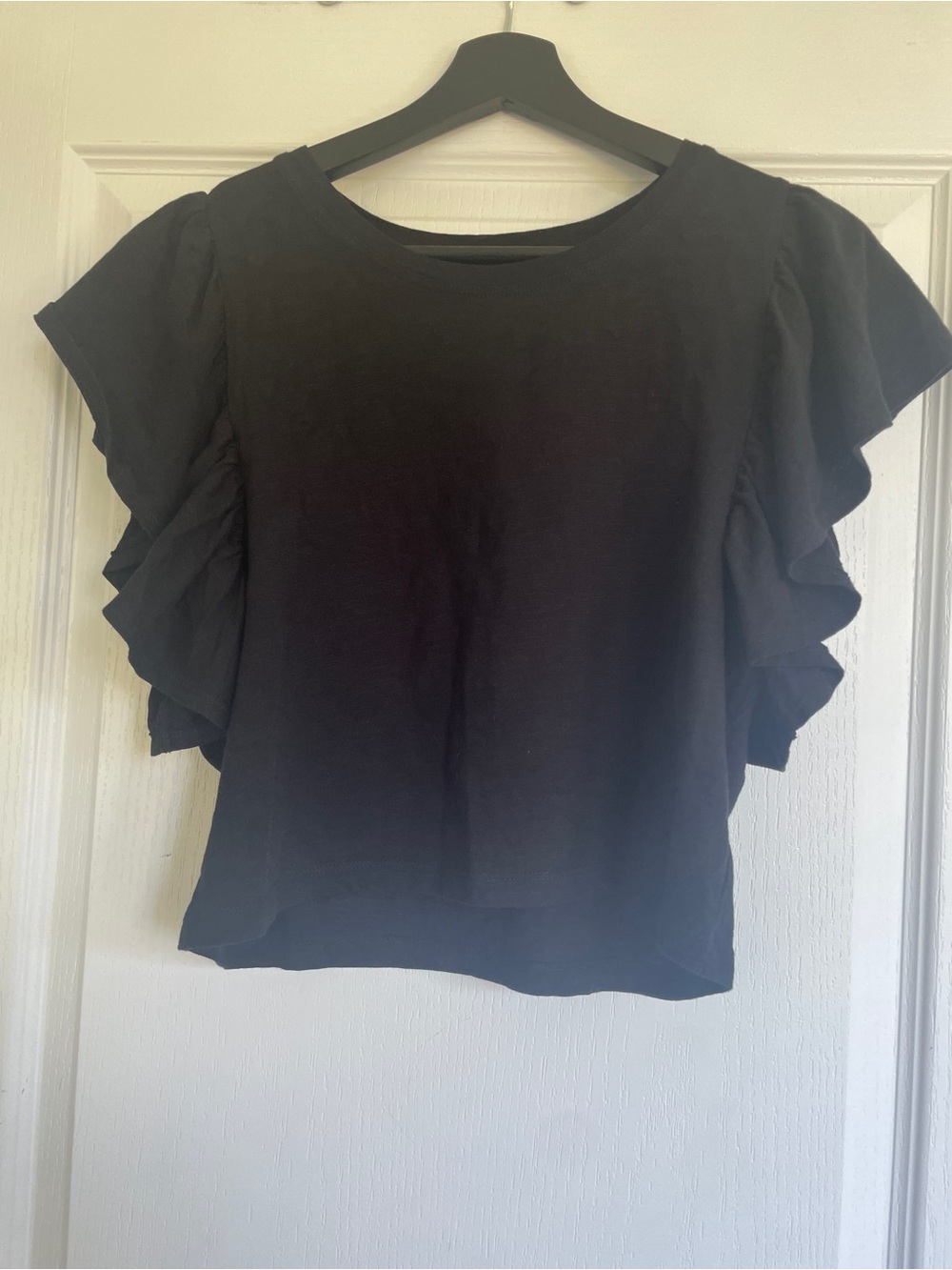 No Boundaries Black Ruffle Sleeve Blouse
